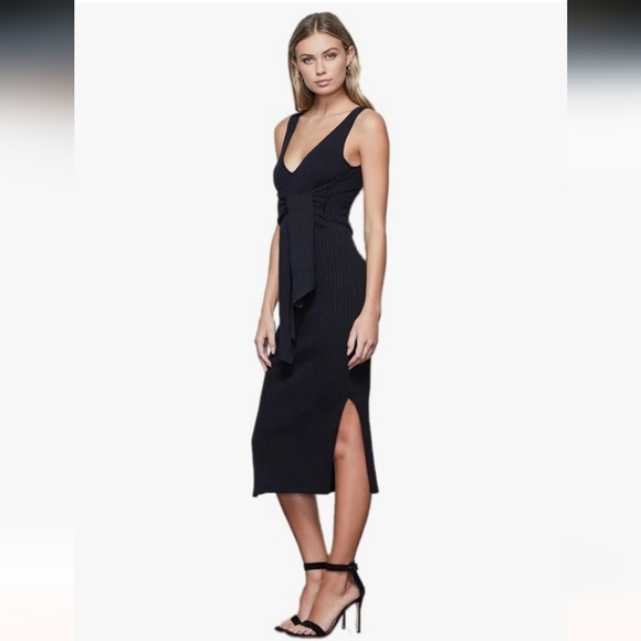 Good American Dresses & Skirts - Good American Black Belted Body-Con V-Neck Dress Size 0